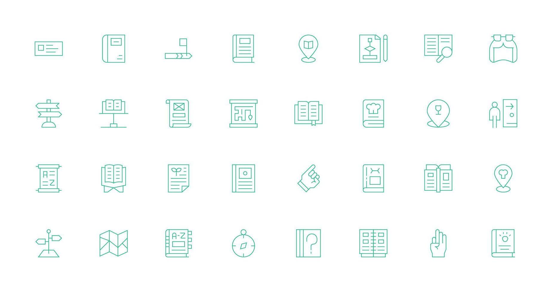 32 Thin Line Icons for Guide Graphics Display Icon Pack vector