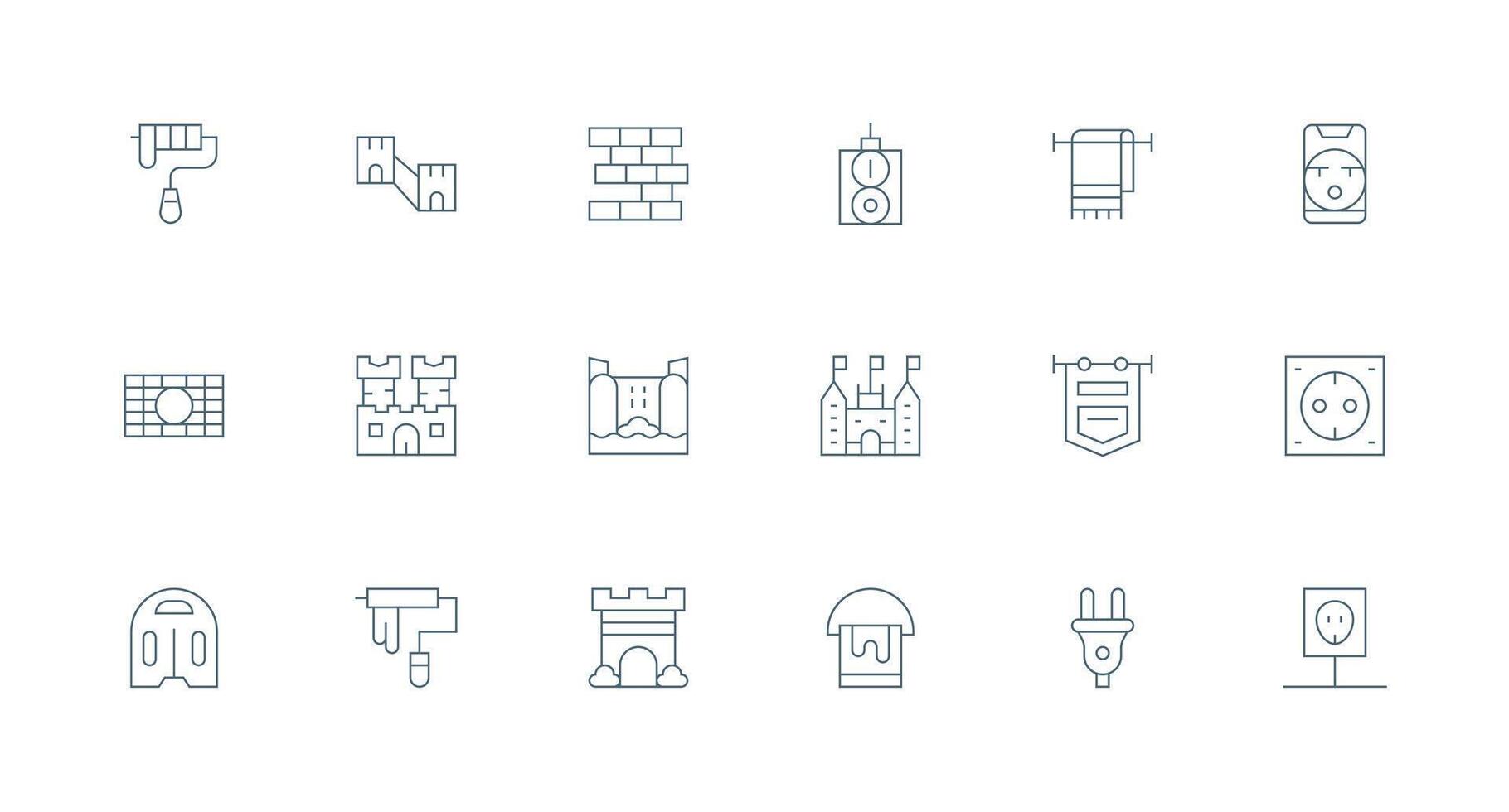 18 Minimal Line Icons for Wall Graphics Neatly Designed Icons for Web Platforms vector