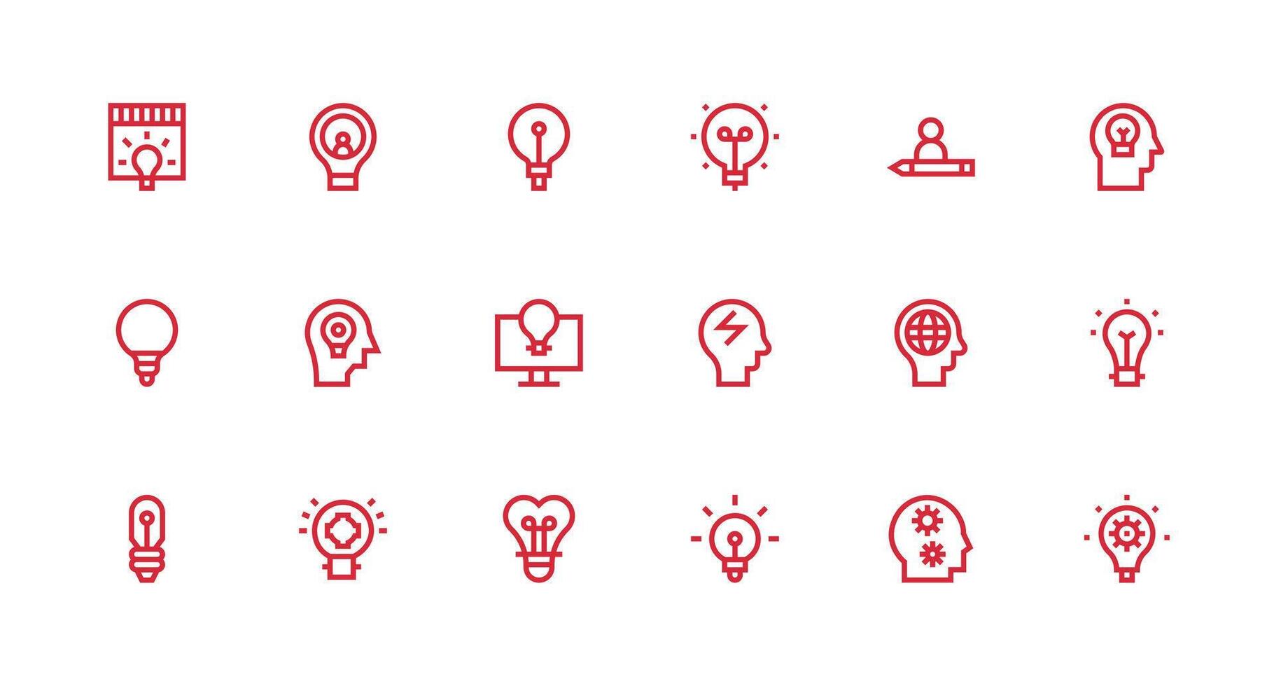Thinking featuring 18 Icons in Strong Stroke Line Design Fully Editable Icon Set for Web vector