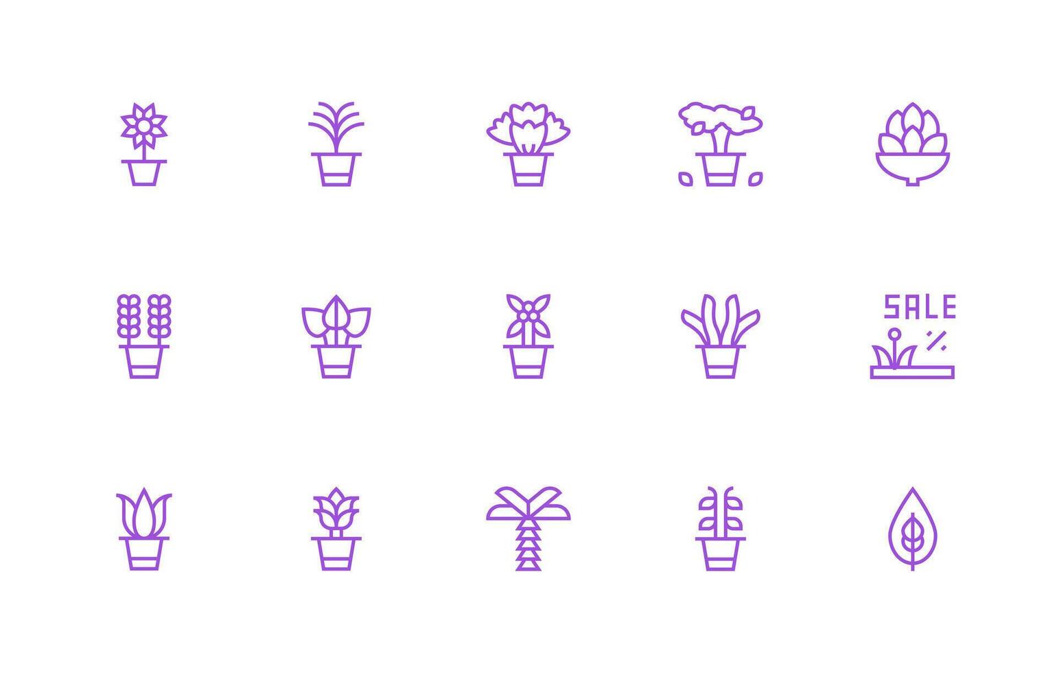 Greenery Visual Pack containing 15 Regular Line Icons Layout Icon Collection vector
