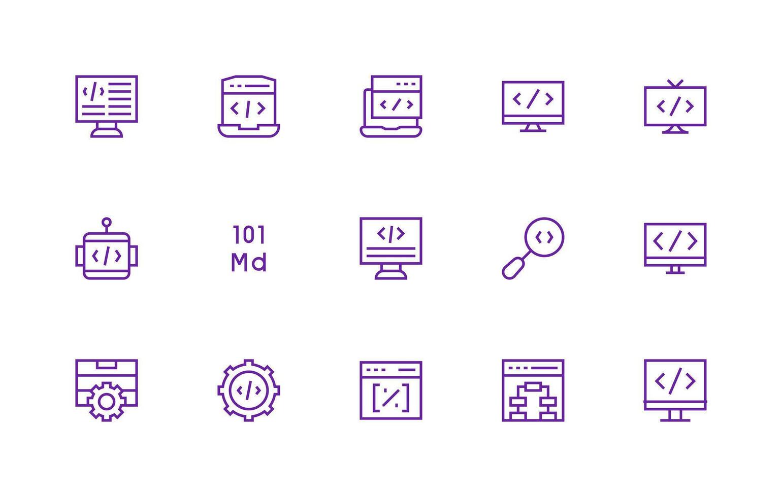 Coding Set with 15 Regular Line Icons Digital Icon Collection vector