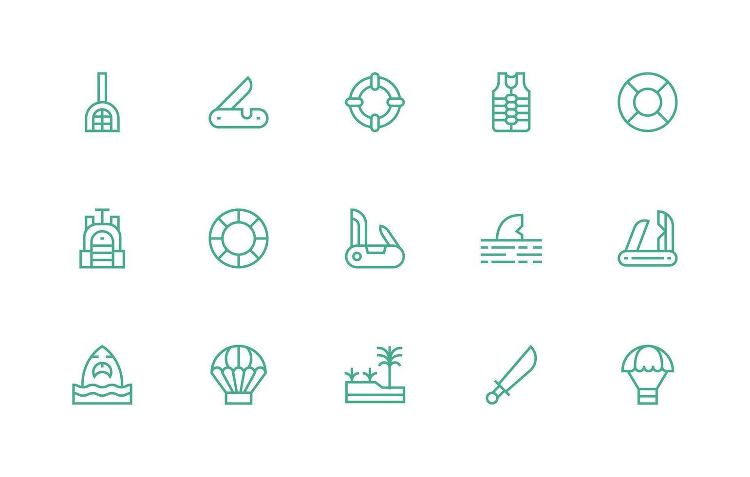 15 Regular Line Style Icons from Survival Collection Fully Editable Icon Set for Web vector