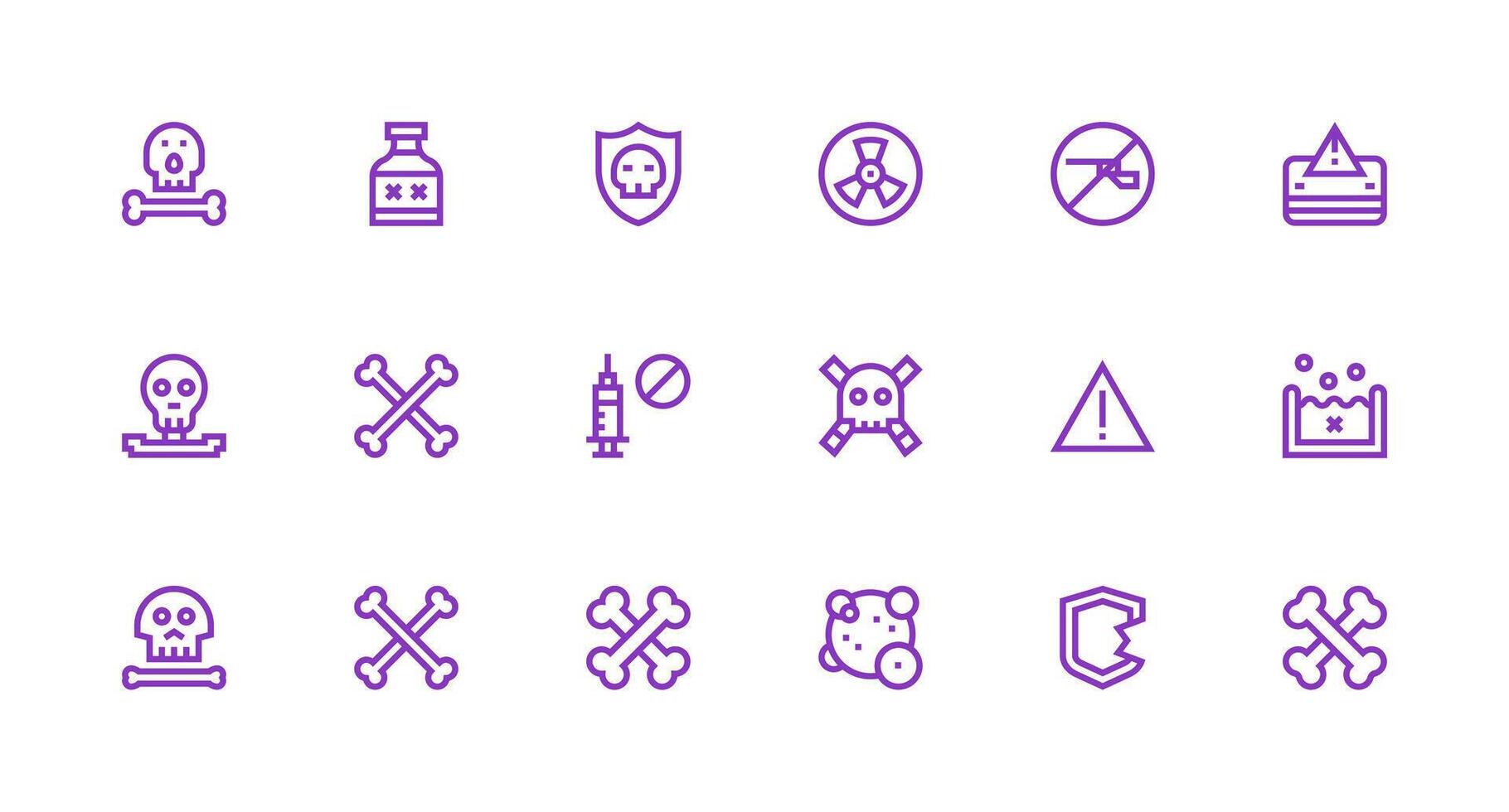 Unsafe Visual Pack containing 18 Strong Stroke Line Icons Icon Set for Web vector
