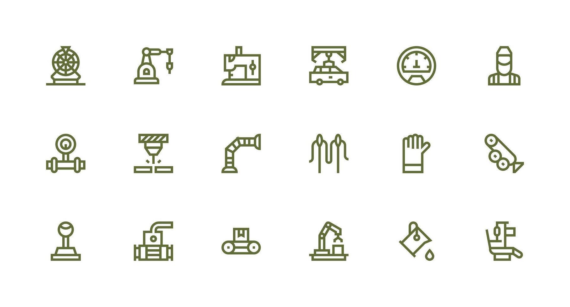 18 Icons for Manufacturing in Strong Stroke Line Format Layout Icon Collection vector