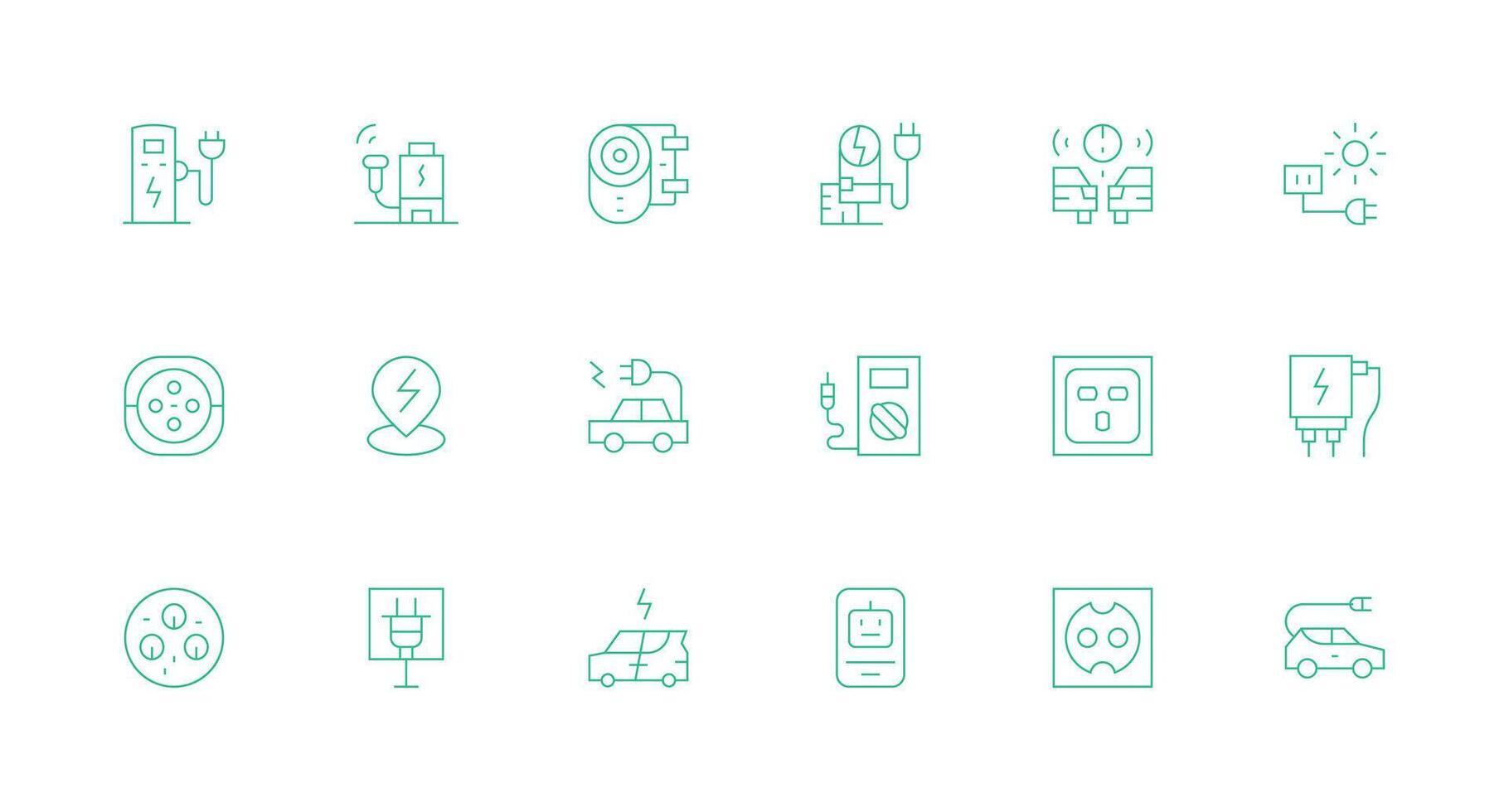 18 Icons for Charging Station in Minimal Line Format Theme-Based Icon Pack vector