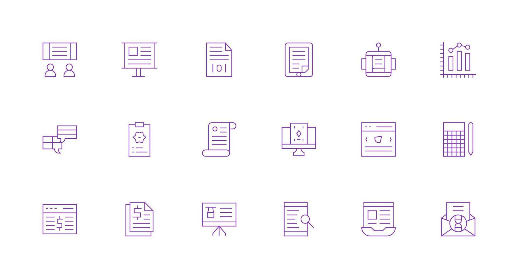 Report Icon Set with 18 Minimal Line Graphics Lightweight Icon Series for Fast Prototypes vector