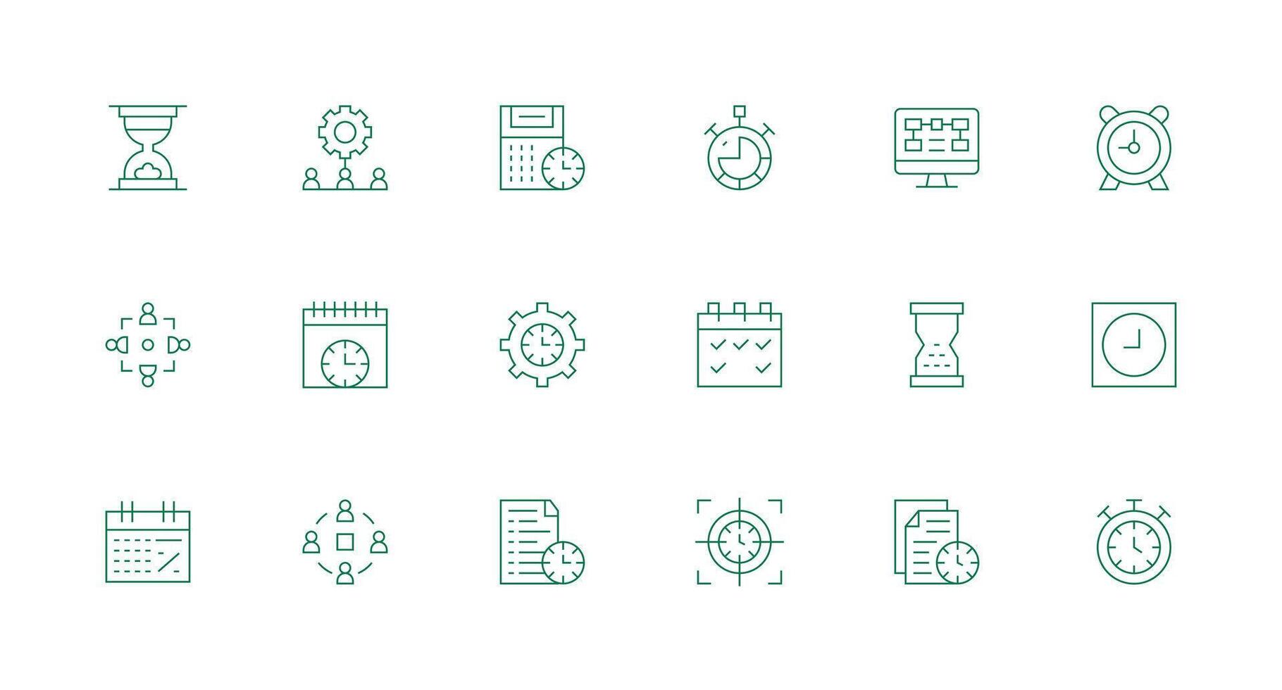 18 Icons for Project Management in Minimal Line Format Complete Icon Bundle for Web Design vector