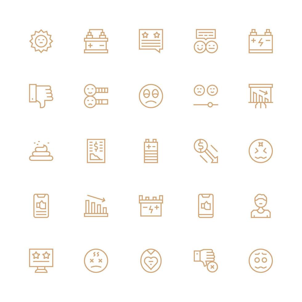 25 Icons for Negative in Medium Stroke Outline Format Simple Icon Pack vector