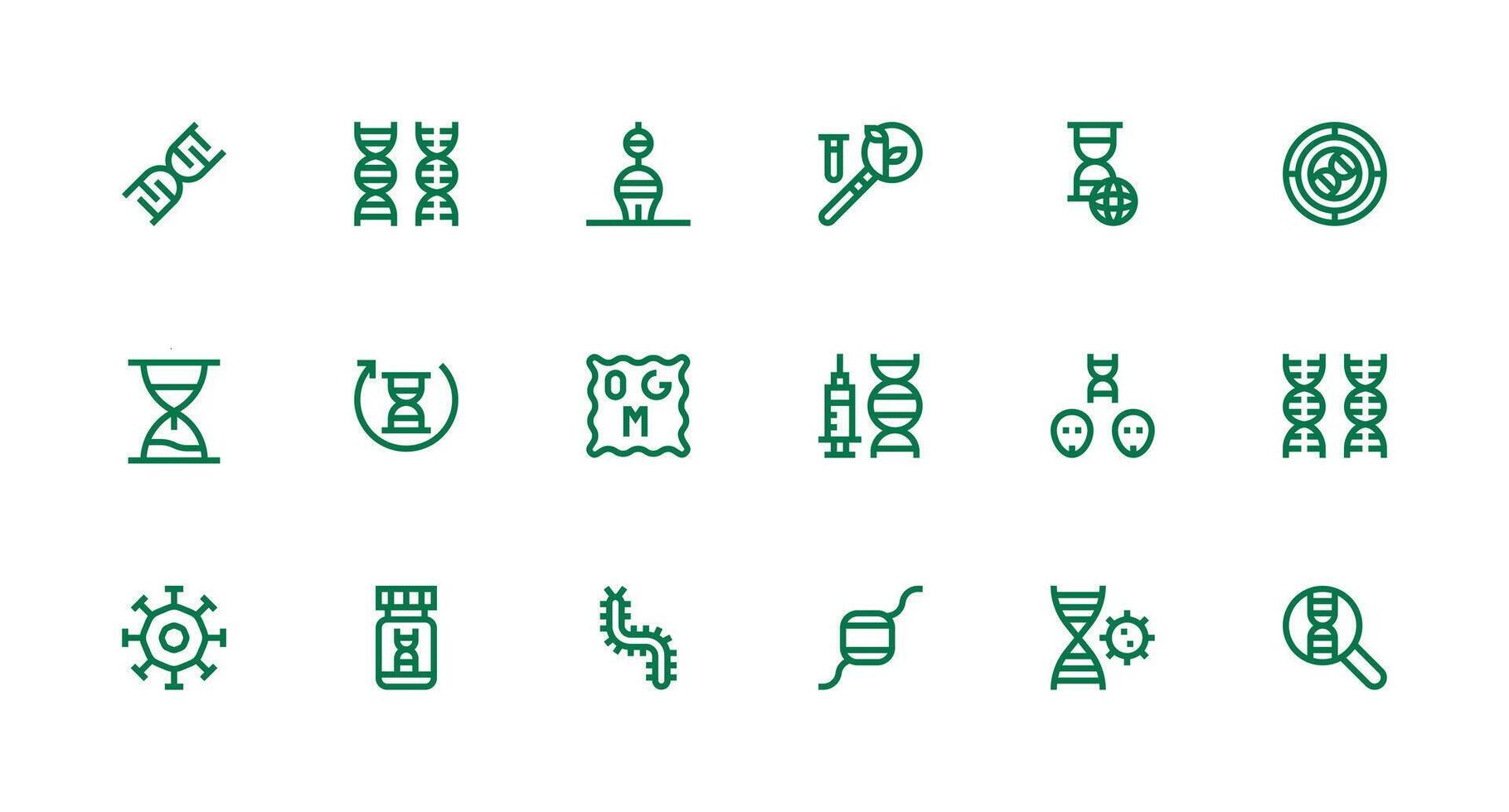 18 Icons for Biotechnology in Strong Stroke Line Format Flexible Icon System for Web Interfaces vector
