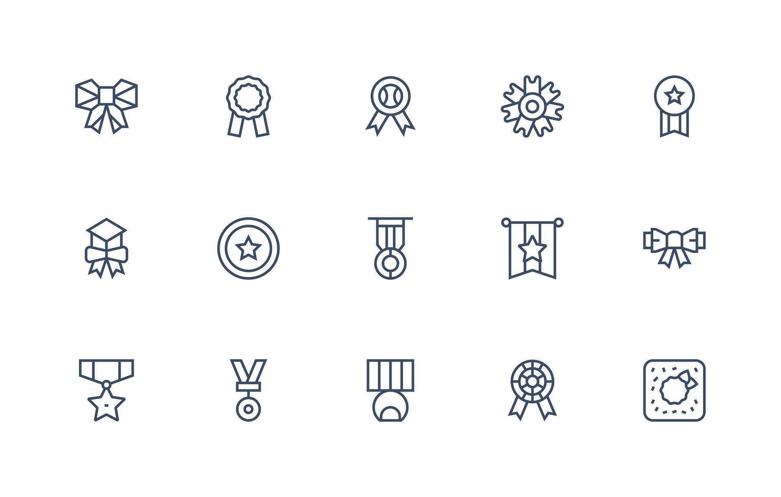 Distinction featuring 15 Icons in Regular Line Design Interface Icons for Daily Use vector