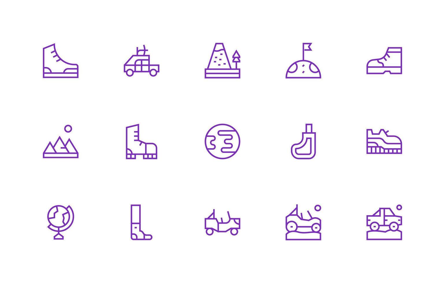 Terrain Icon Collection with 15 Regular Line Designs Full Icon Library for UI Designers vector