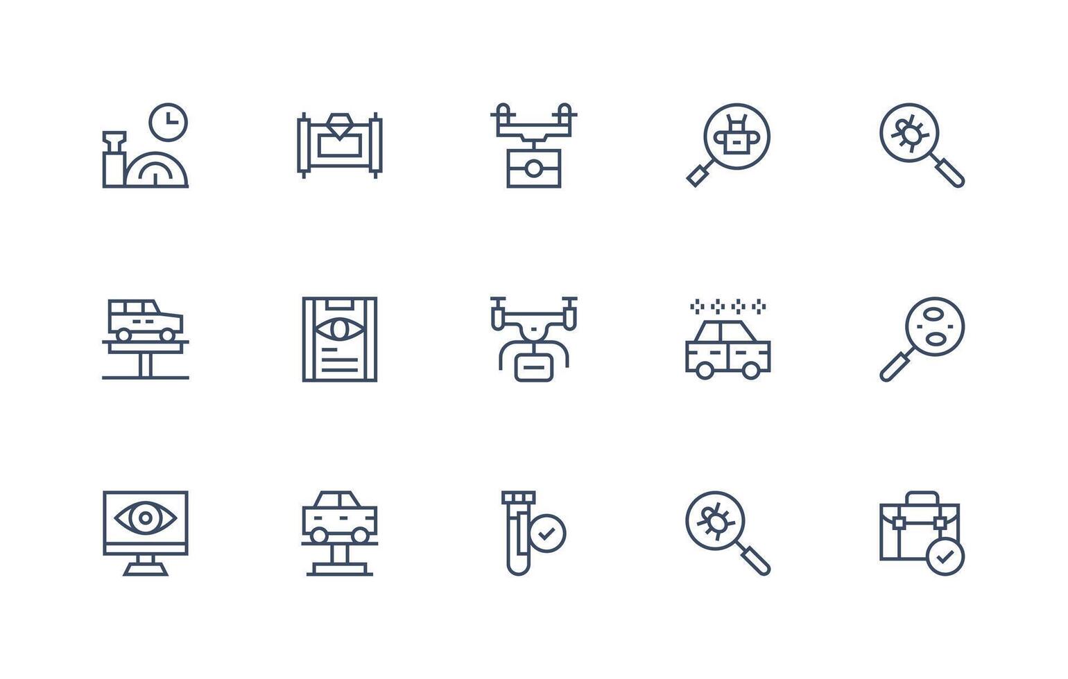 15 Icons for Inspection in Regular Line Format Well-Structured Icons for Creative Use vector