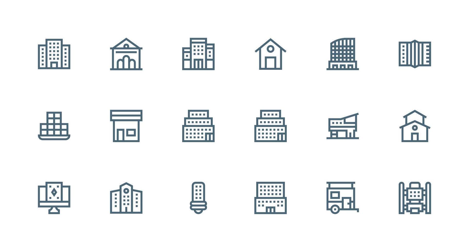 Windows including 18 Strong Stroke Line Illustrations Well-Structured Icons for Creative Use vector