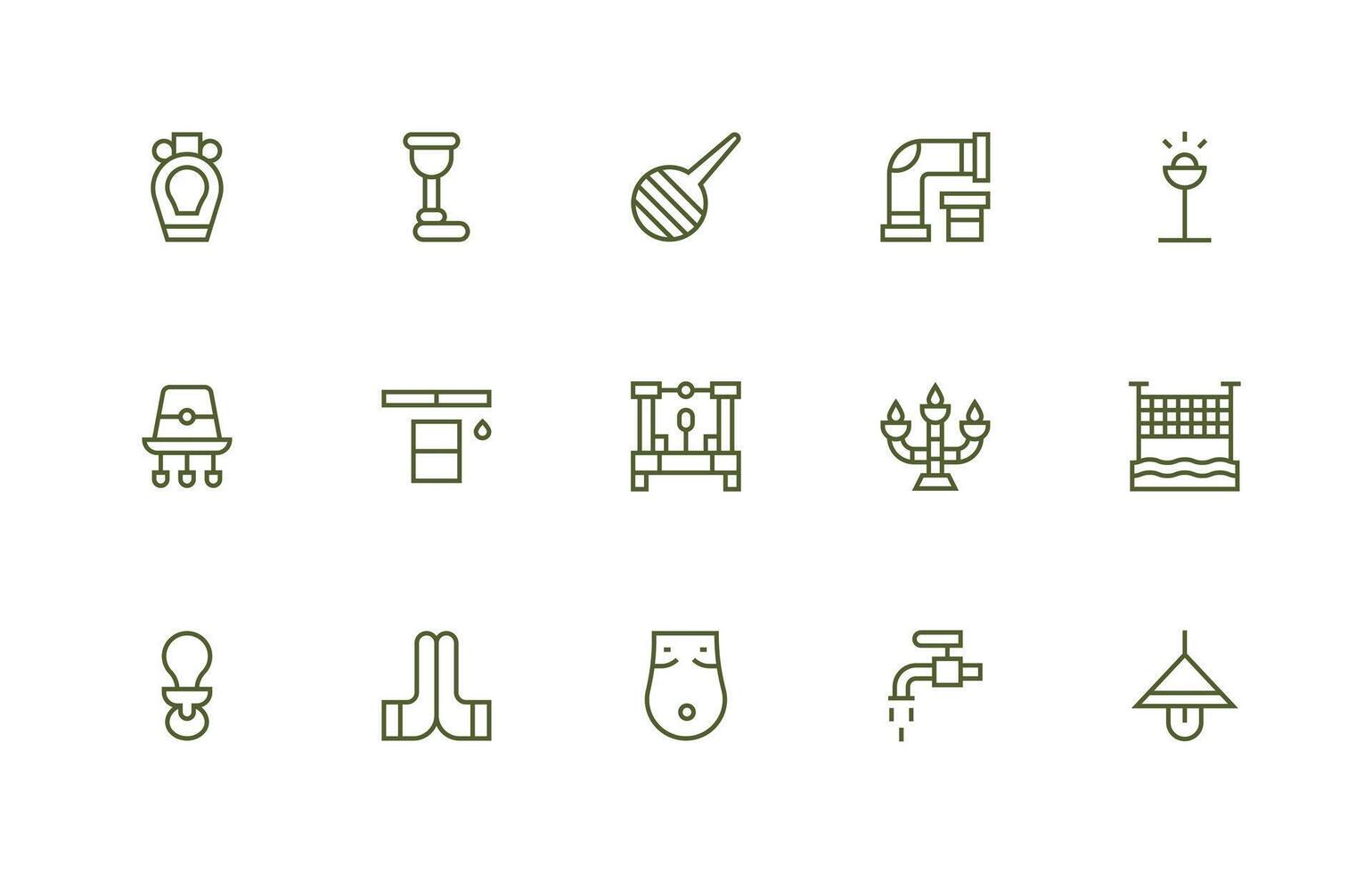 Regular Line Icons from Fixture Set with 15 Vectors Responsive Icon Set for Flexible Layouts