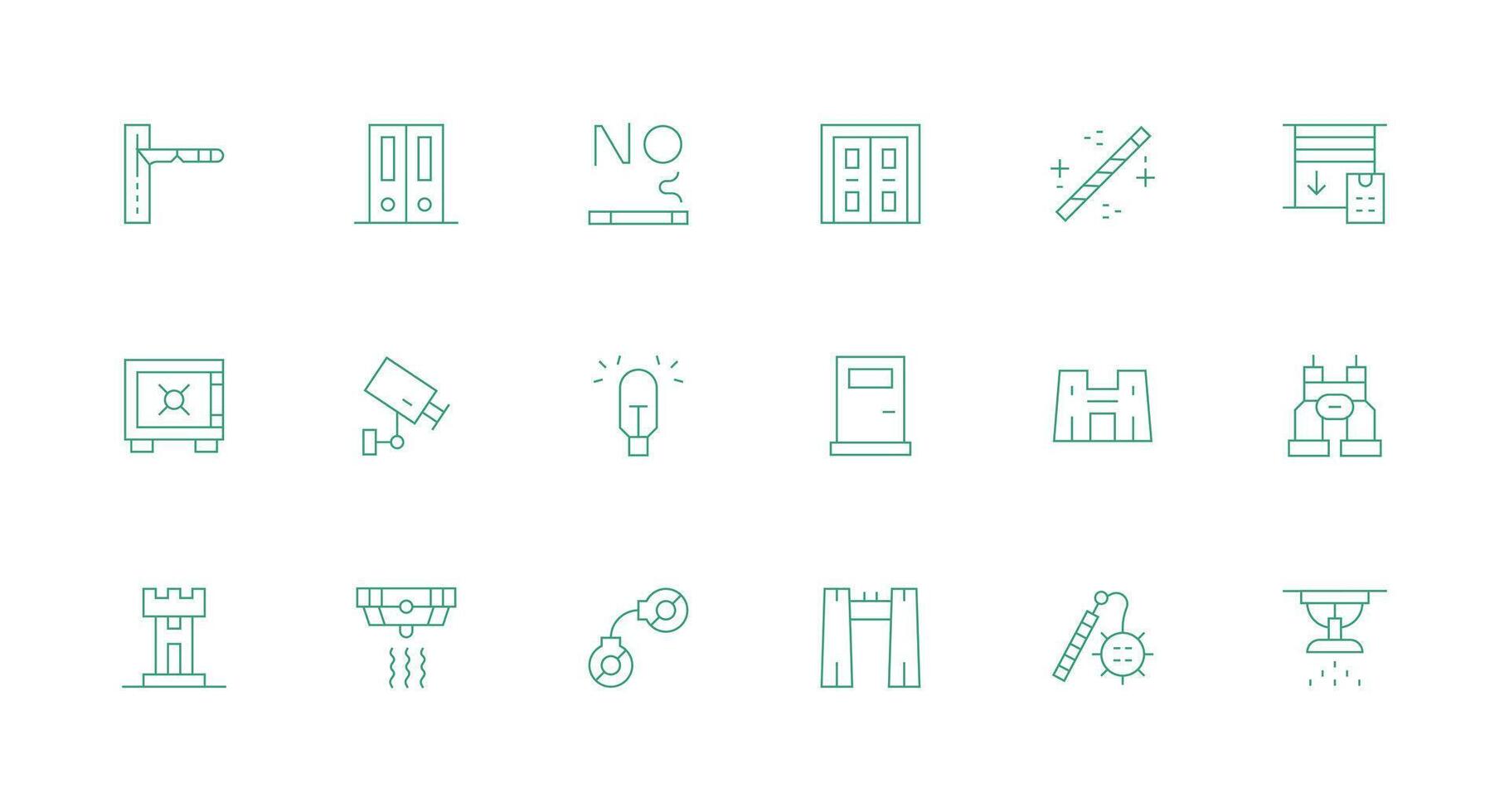 Security System Design Icons featuring 18 in Minimal Line Style UI Icon Set vector