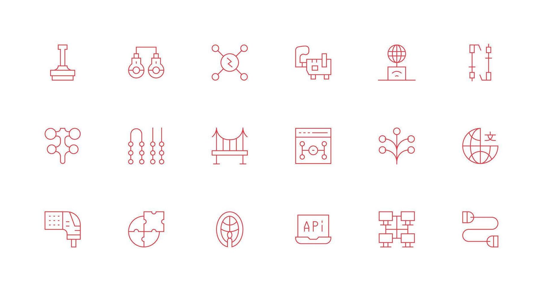 conexión punto conjunto con 18 mínimo línea íconos web icono colección vector