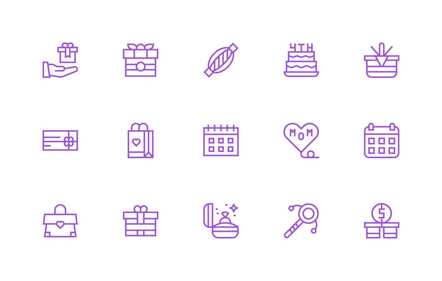 15 Icons for Present in Regular Line Format Dashboard Icon Series vector