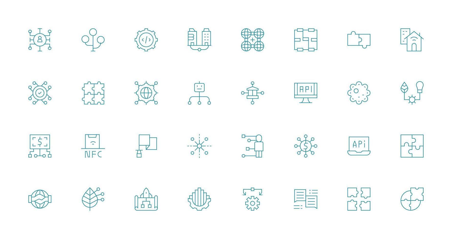 Integration Set with 32 Thin Line Icons Smart Icon Collection vector