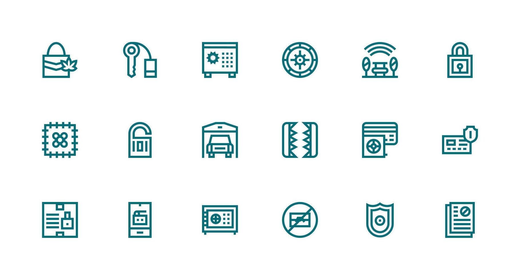 Protected Visual Pack containing 18 Strong Stroke Line Icons Reusable Icon Set vector