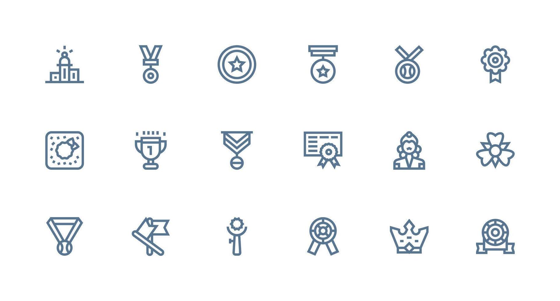 18 Icons for Honor in Strong Stroke Line Format Web Icon Collection vector