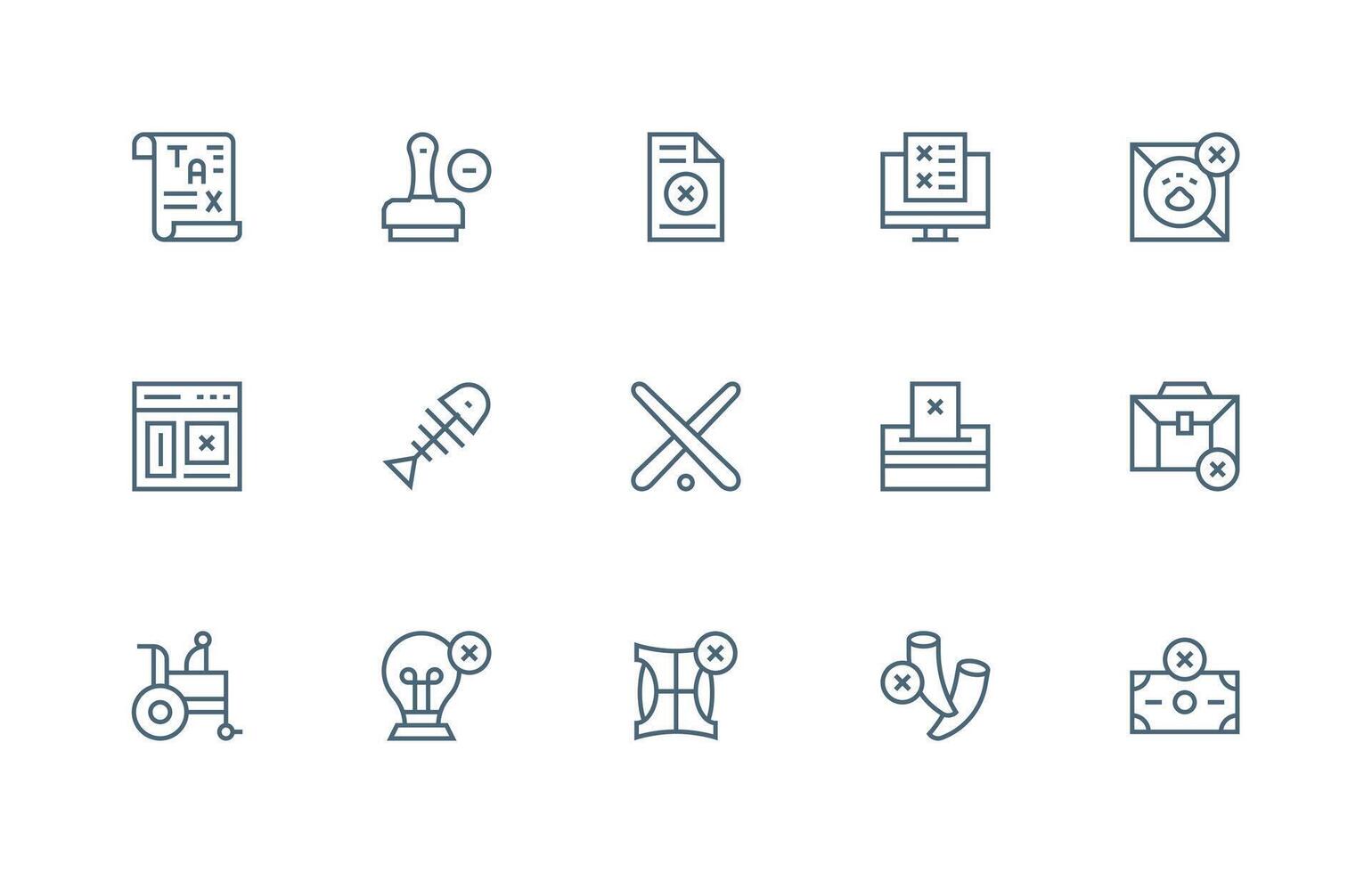 15 Invalid Icons in Regular Line Aesthetic Clean Set for Layout Prototypes vector