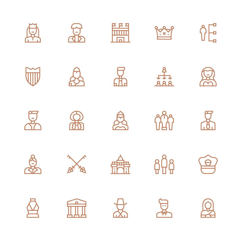 Authority featuring 25 Icons in Medium Stroke Outline Design Simple Icons for Interface and Wireframes vector
