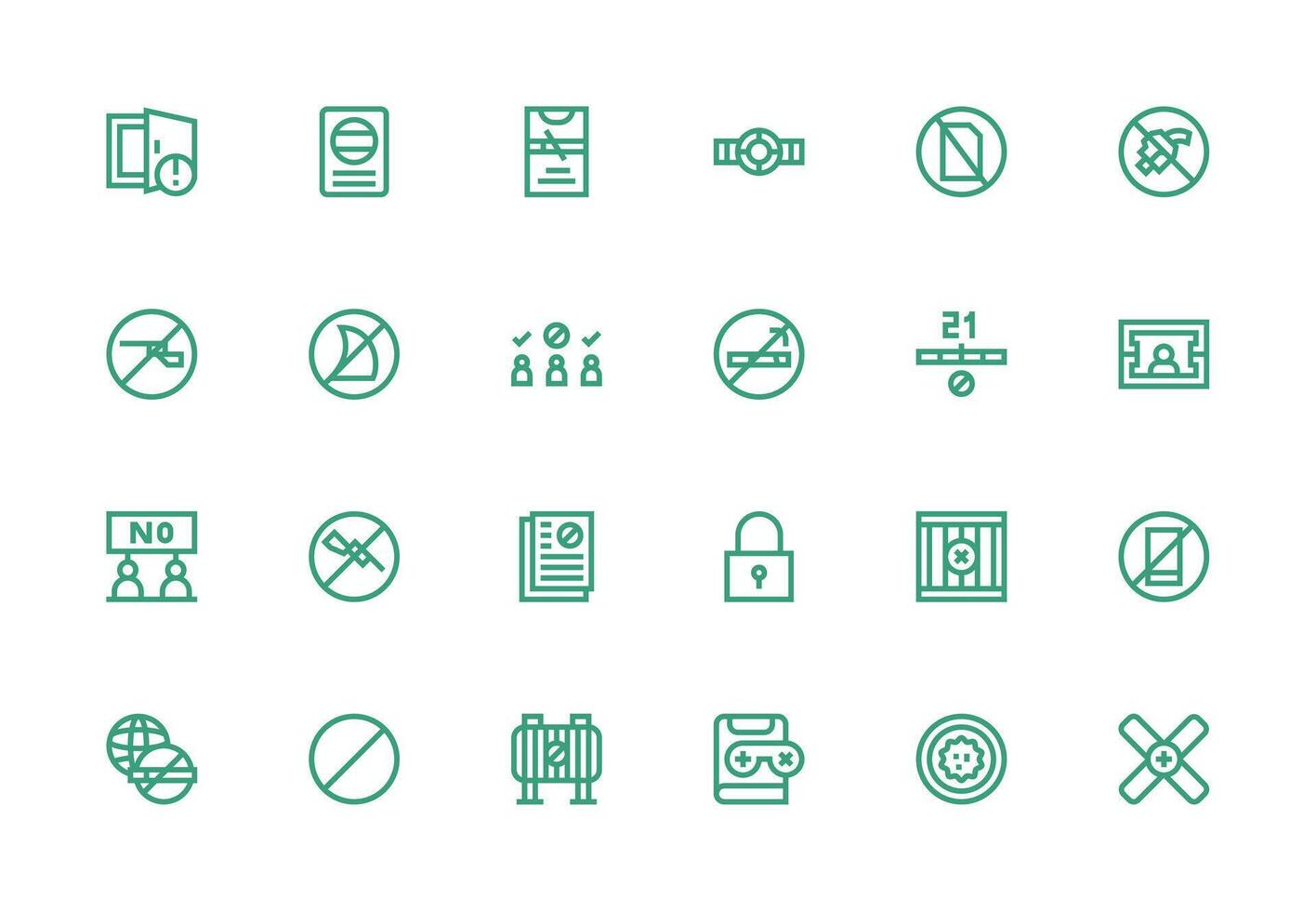 24 Thick Line Line Vectors for Restricted Access Theme Interface Icon Collection