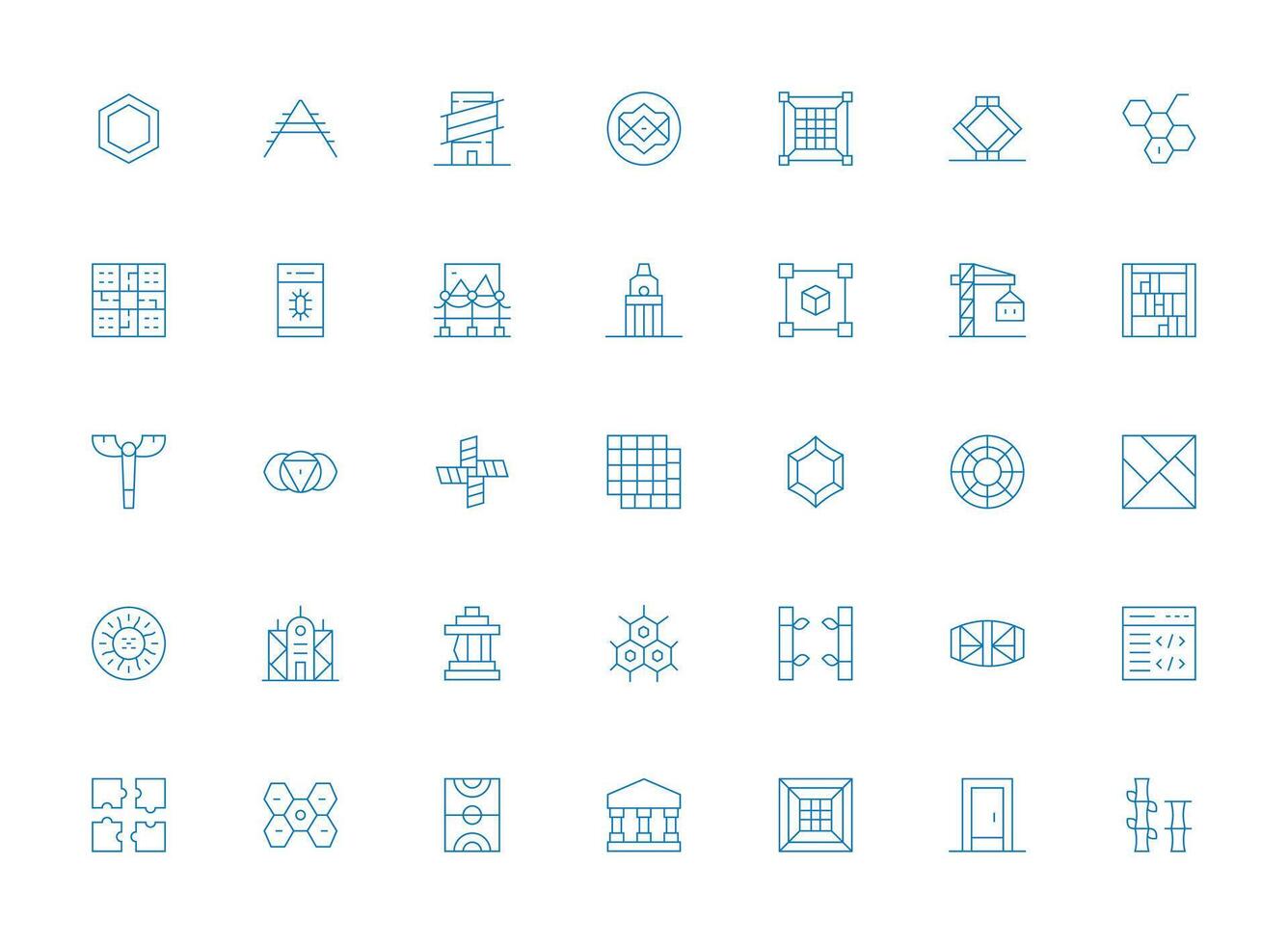 35 Icons for Framework in Light Line Format Multi-Style Icons for Creative Projects vector