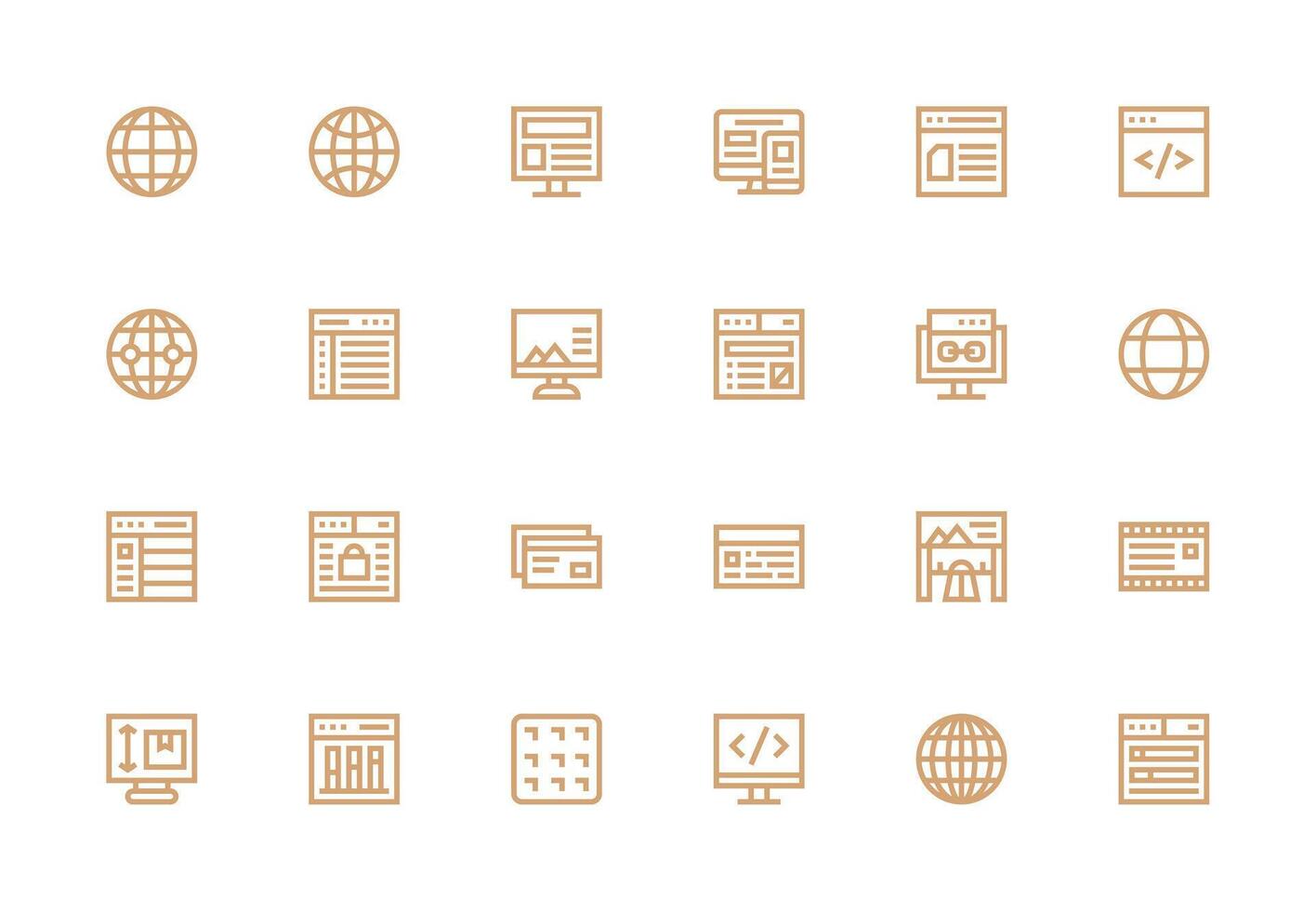 Web Page featuring 24 Icons in Thick Line Line Design Layout Icon Collection vector