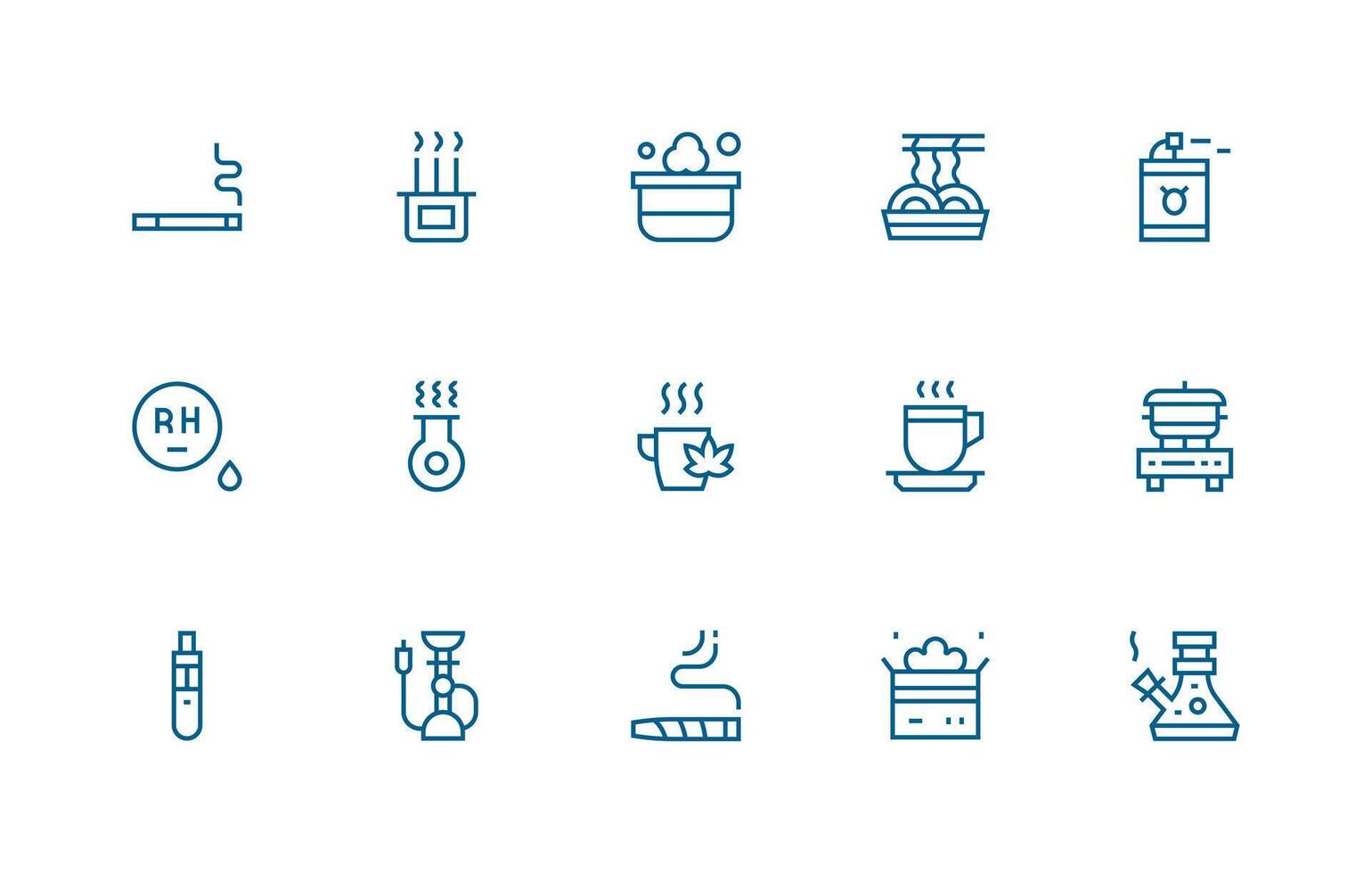 Vapor featuring 15 Icons in Regular Line Design Scalable Icons for All Themes vector