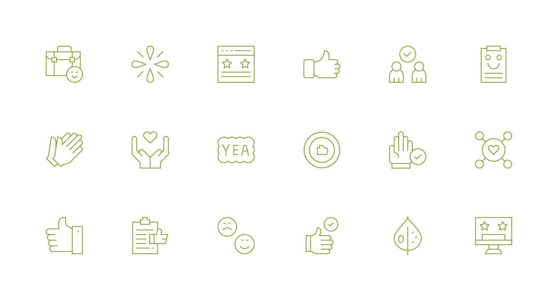 Minimal Line Icons from Positive Feedback Set with 18 Vectors Reusable Icon Set