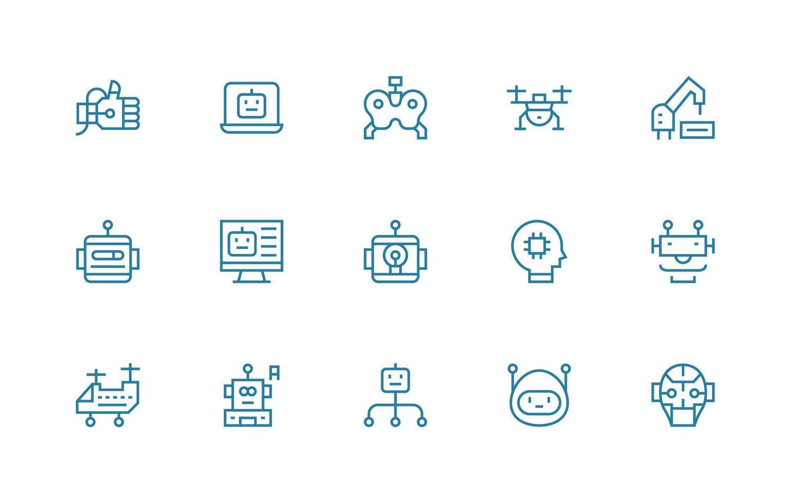 Robotics including 15 Regular Line Illustrations UI-Ready Icon Collection vector