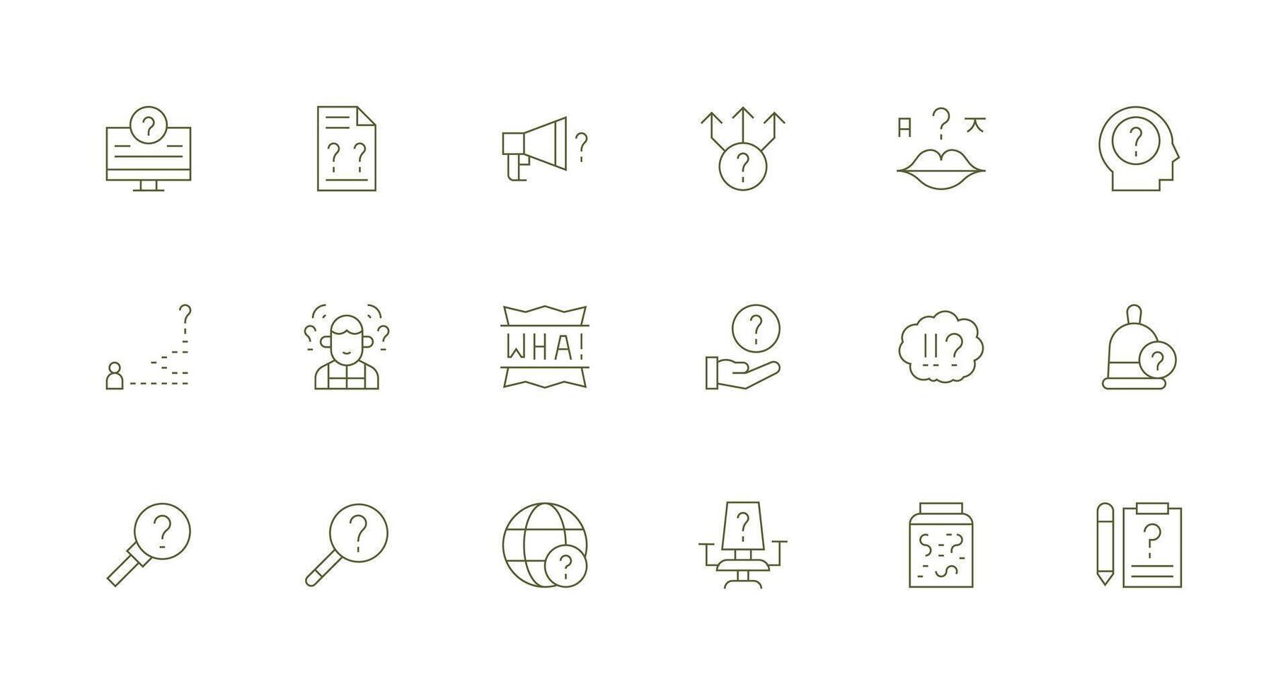 Unknown Icon Set with 18 Minimal Line Graphics Icon Set vector