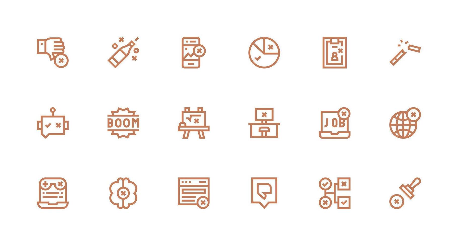 Fail Design Icons featuring 18 in Strong Stroke Line Style Dashboard Icon Series vector