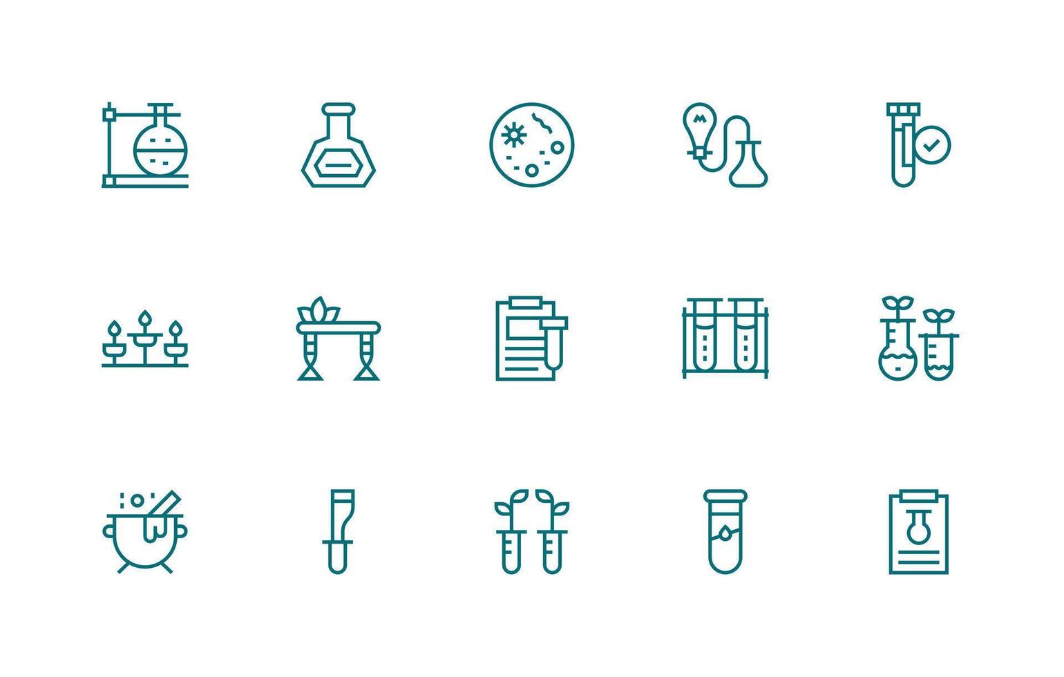 Experiment Visual Pack containing 15 Regular Line Icons Basic Icon Series vector