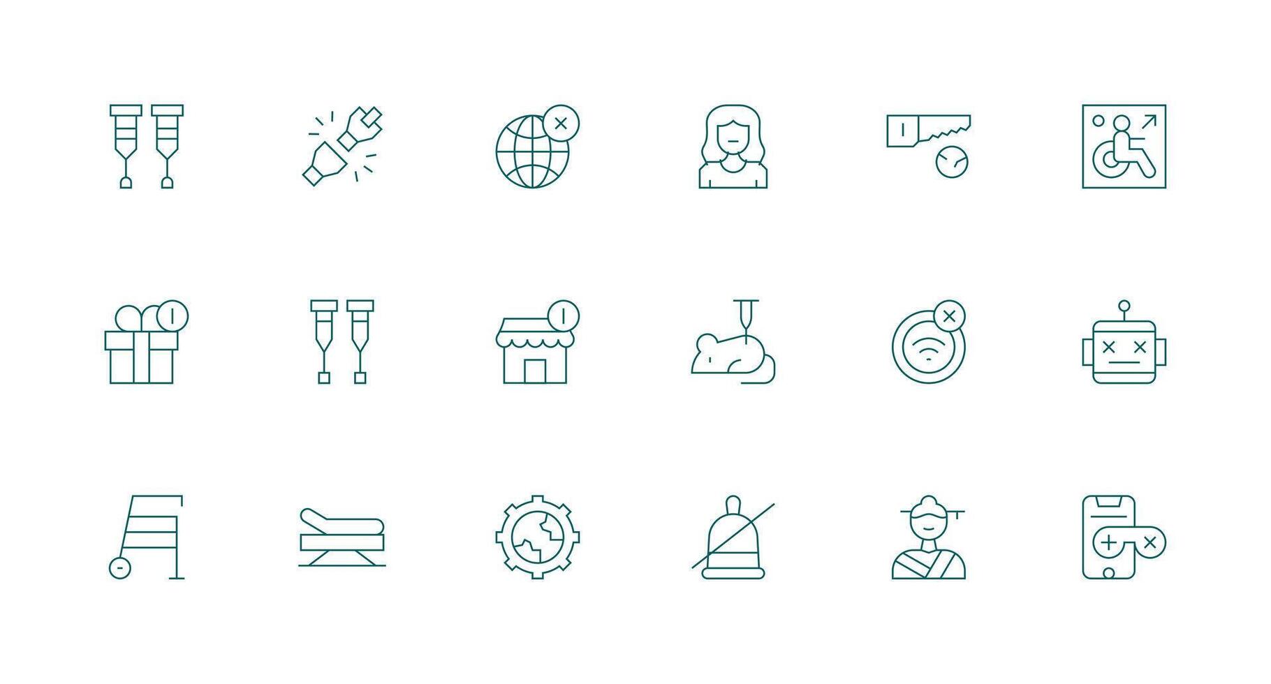 Minimal Line Style Disabled Icons with 18 Vectors Multi-Purpose Icon Pack for Templates
