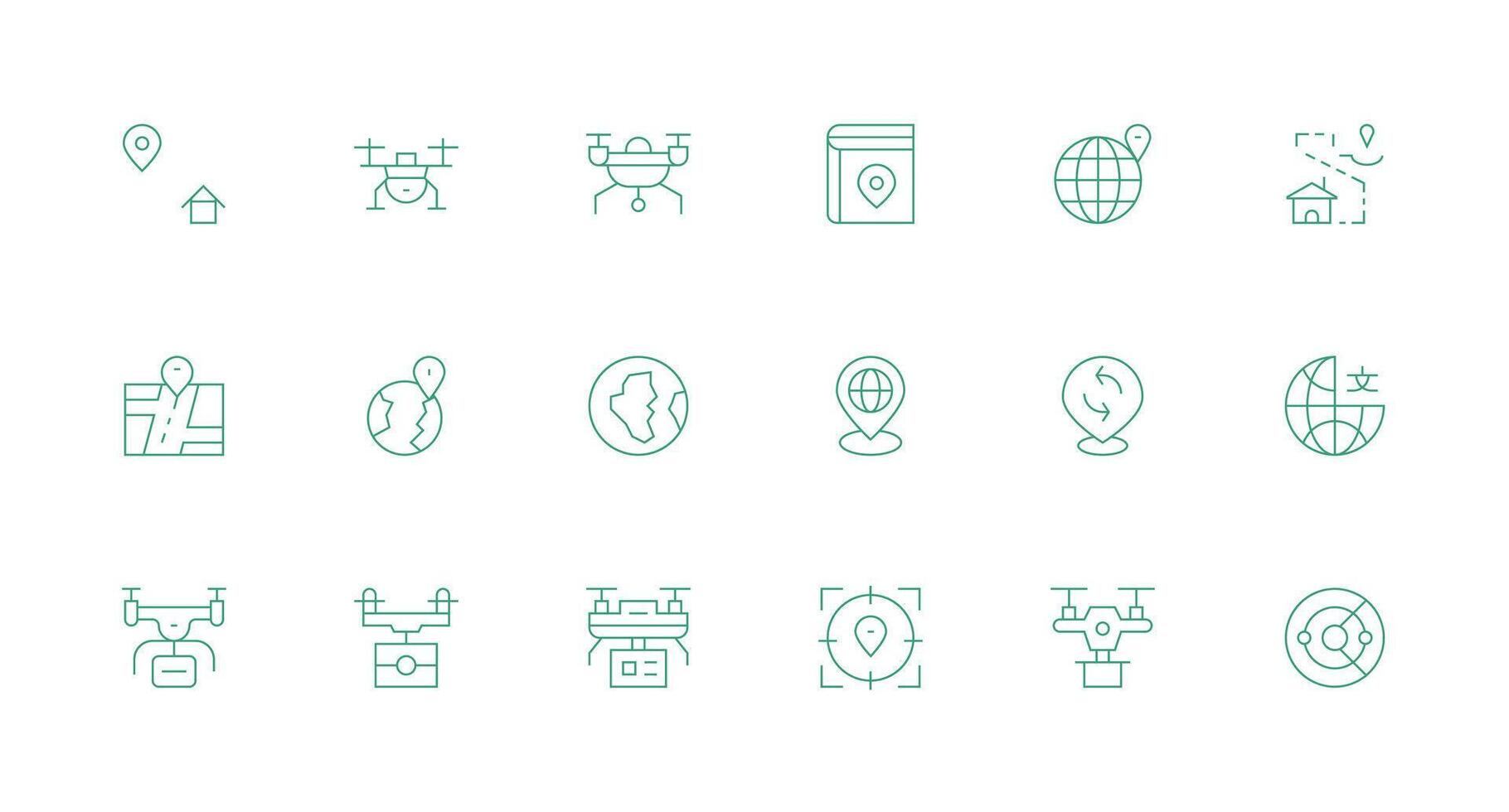 Mapping Icon Collection with 18 Minimal Line Designs Creative Icon Set vector