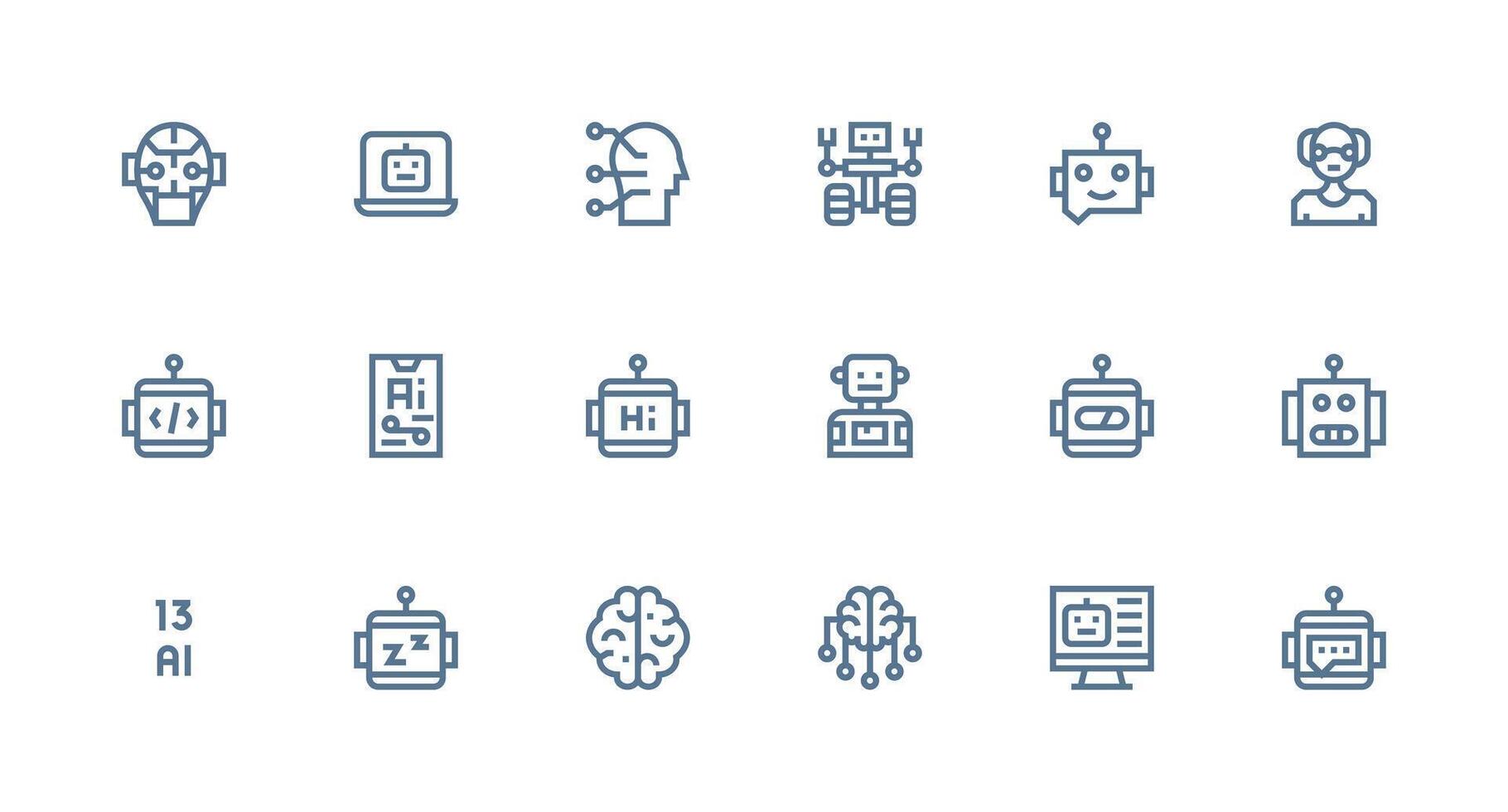 Artificial Intelligence Visual Pack containing 18 Strong Stroke Line Icons Interface Icons for Daily Use vector