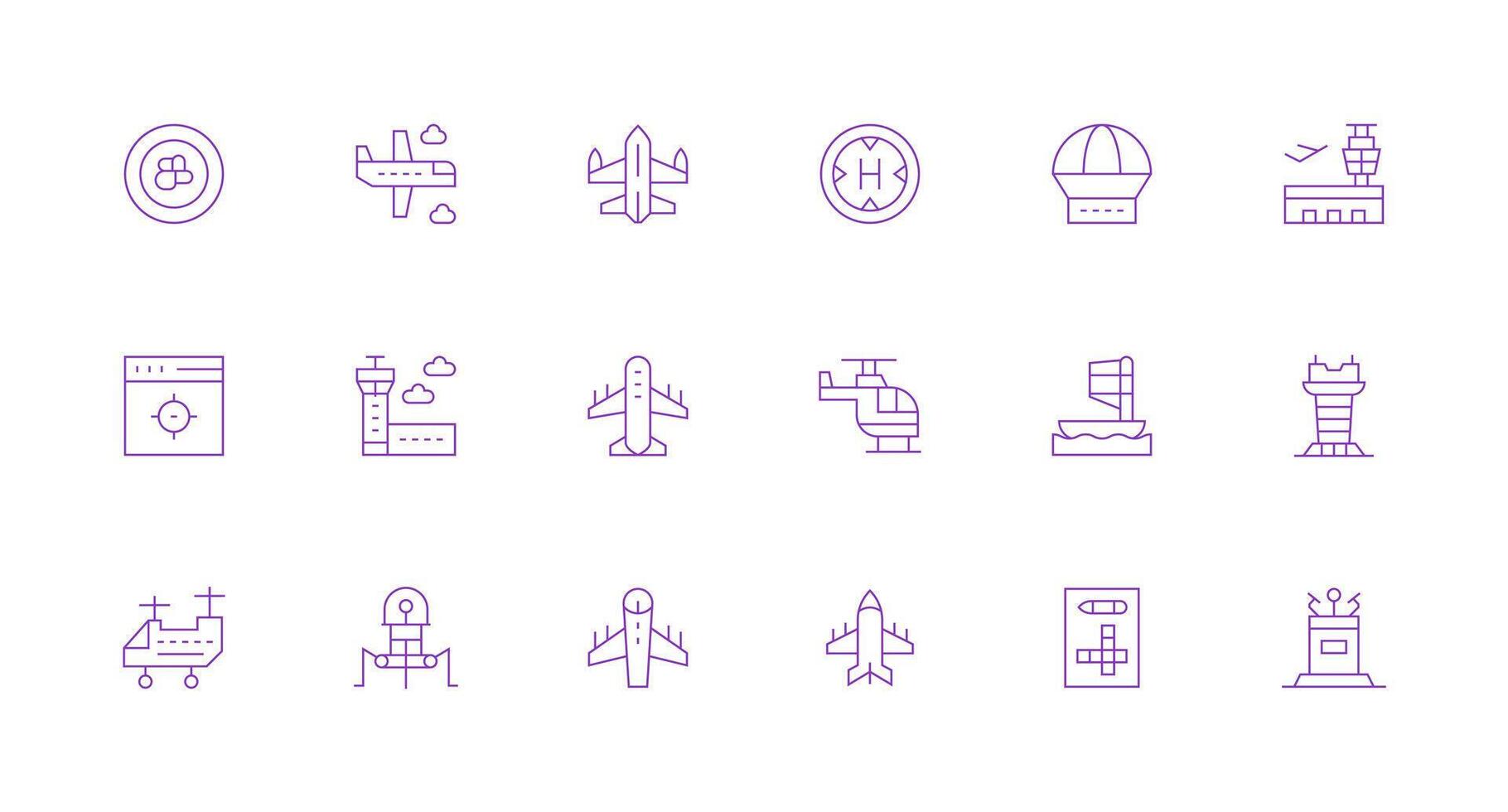 Landing featuring 18 Icons in Minimal Line Design Basic Icon Series vector