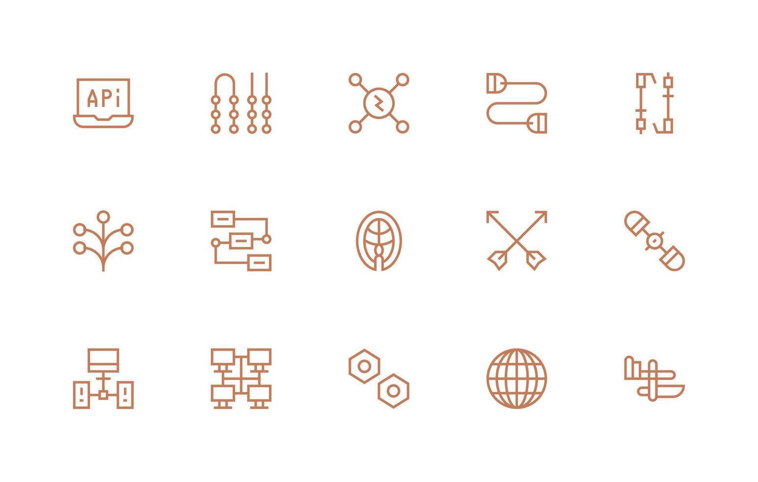 Regular Line Style Connection Point Icons with 15 Vectors Dashboard Icon Series