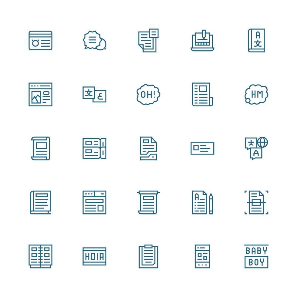 Medium Stroke Outline Icons from Text Set with 25 Vectors Interface Icon Collection for Daily Projects