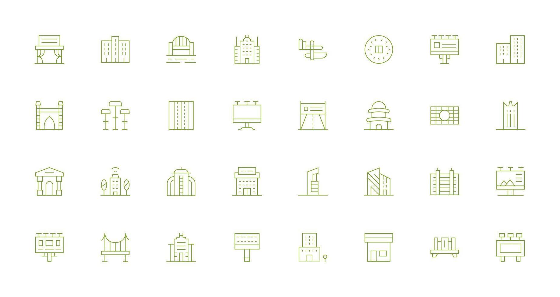 32 Thin Line Icons for Urban Design Graphics Essential Icons for Rapid UI Building vector