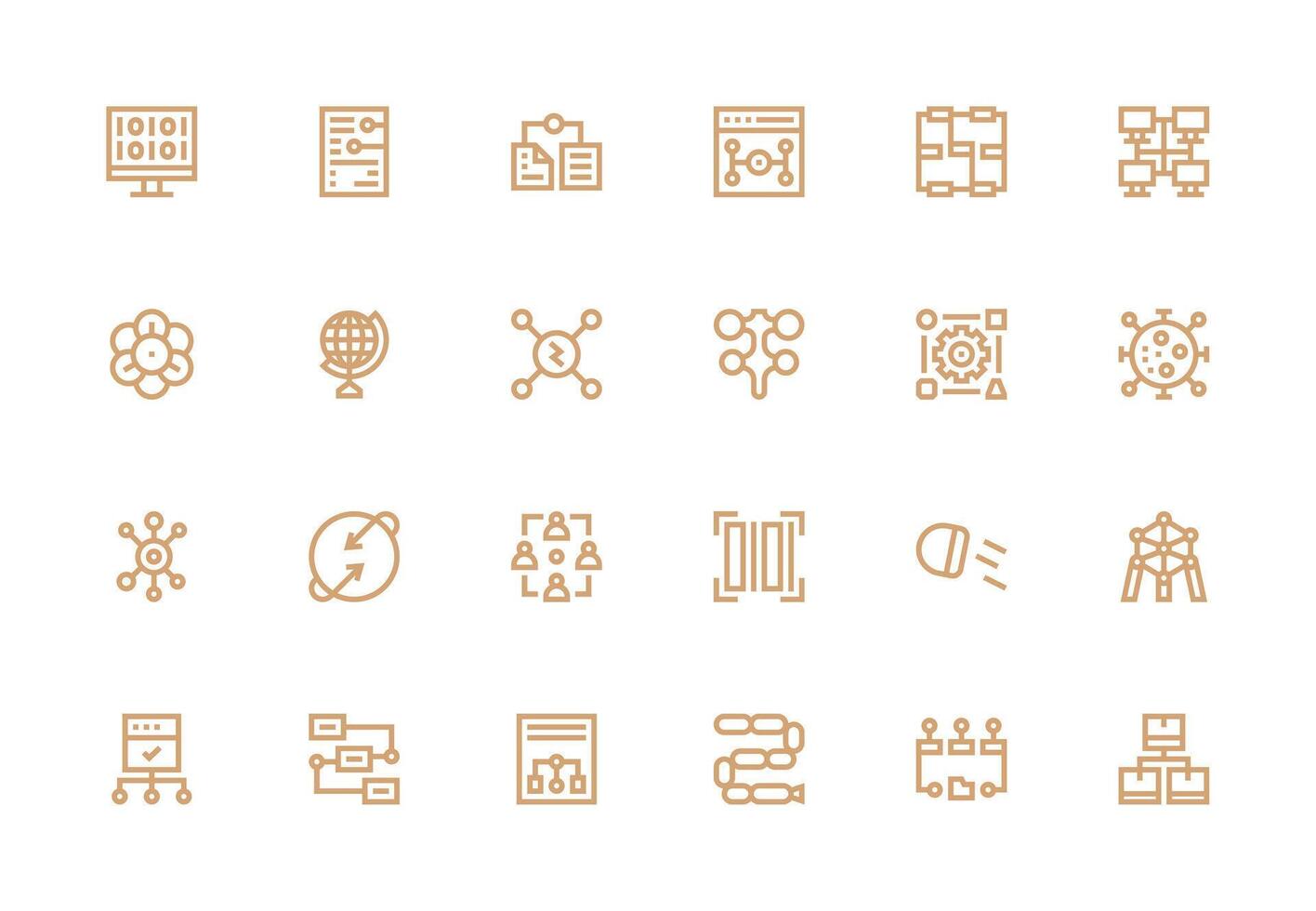 Data Flow featuring 24 Icons in Thick Line Line Design Functional Icon Series vector