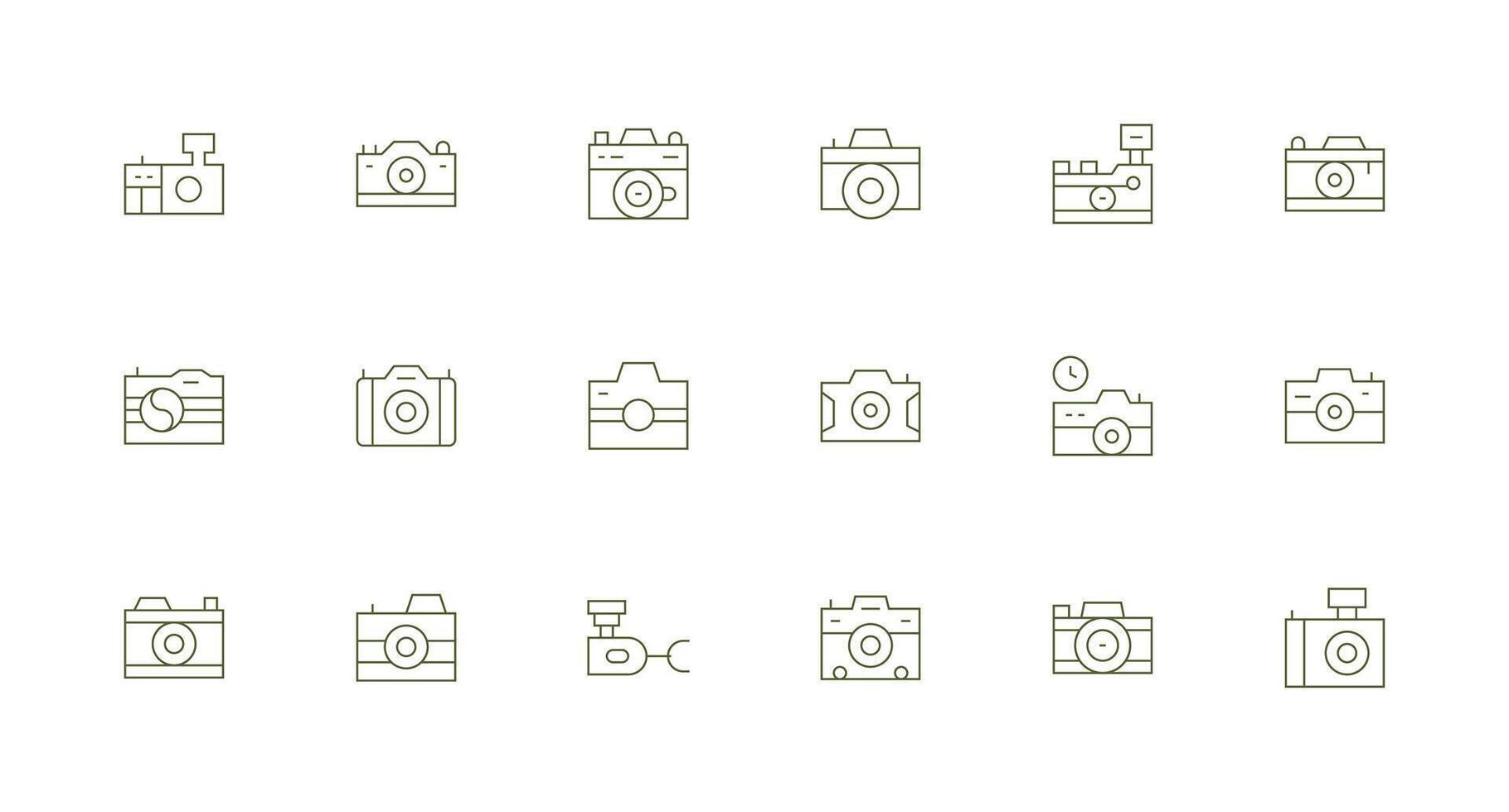 Snapshot Icon Set with 18 Minimal Line Graphics Icon Set for Apps vector