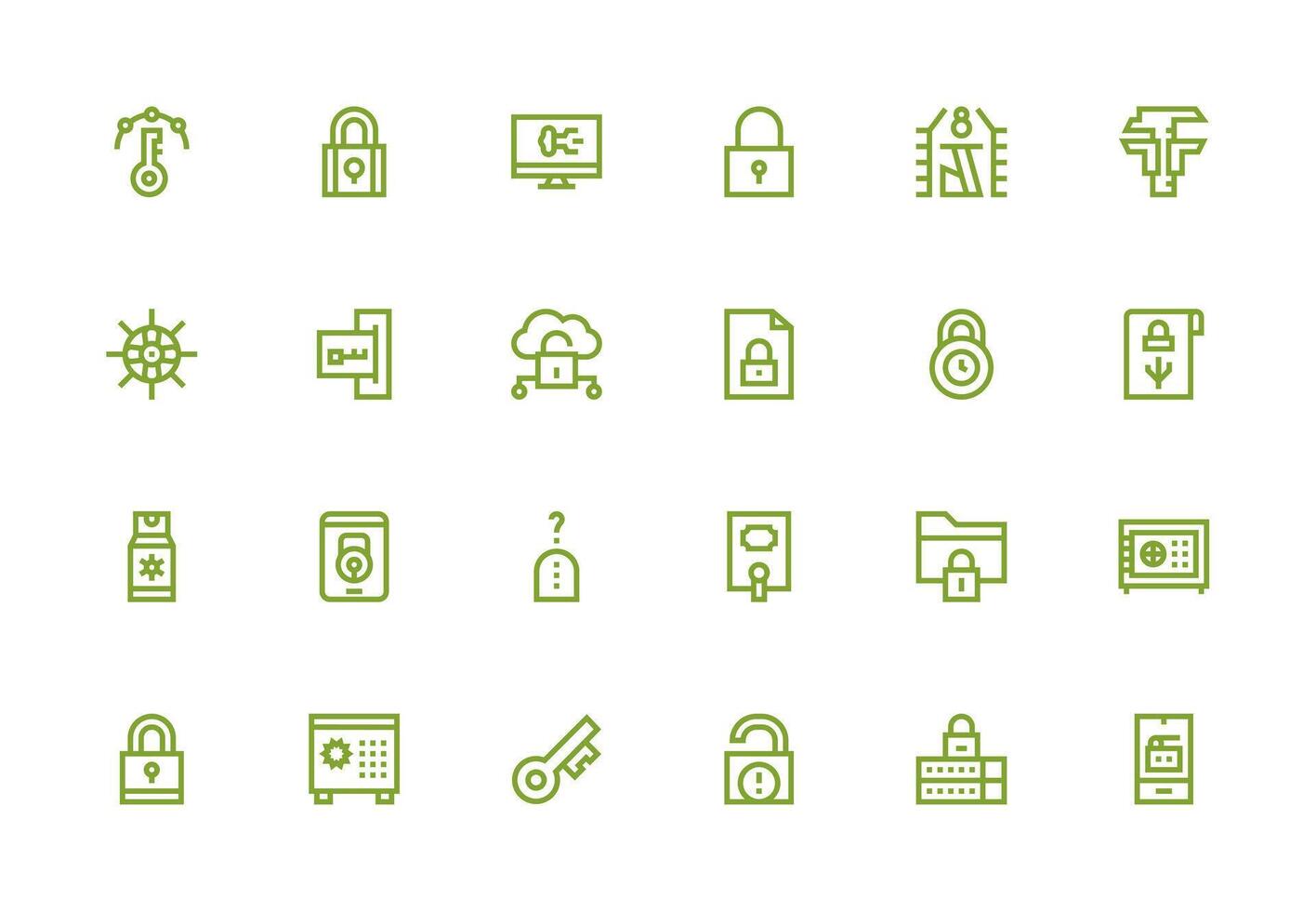 24 Thick Line Line Designs for Password Icons Scalable Icons for Cross-Platform Interfaces vector