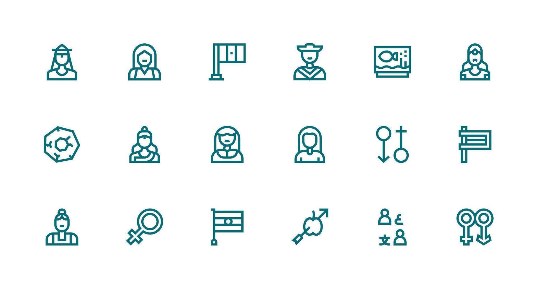 Strong Stroke Line Style Representation Icons with 18 Vectors Minimal Icon Set for Interface Projects
