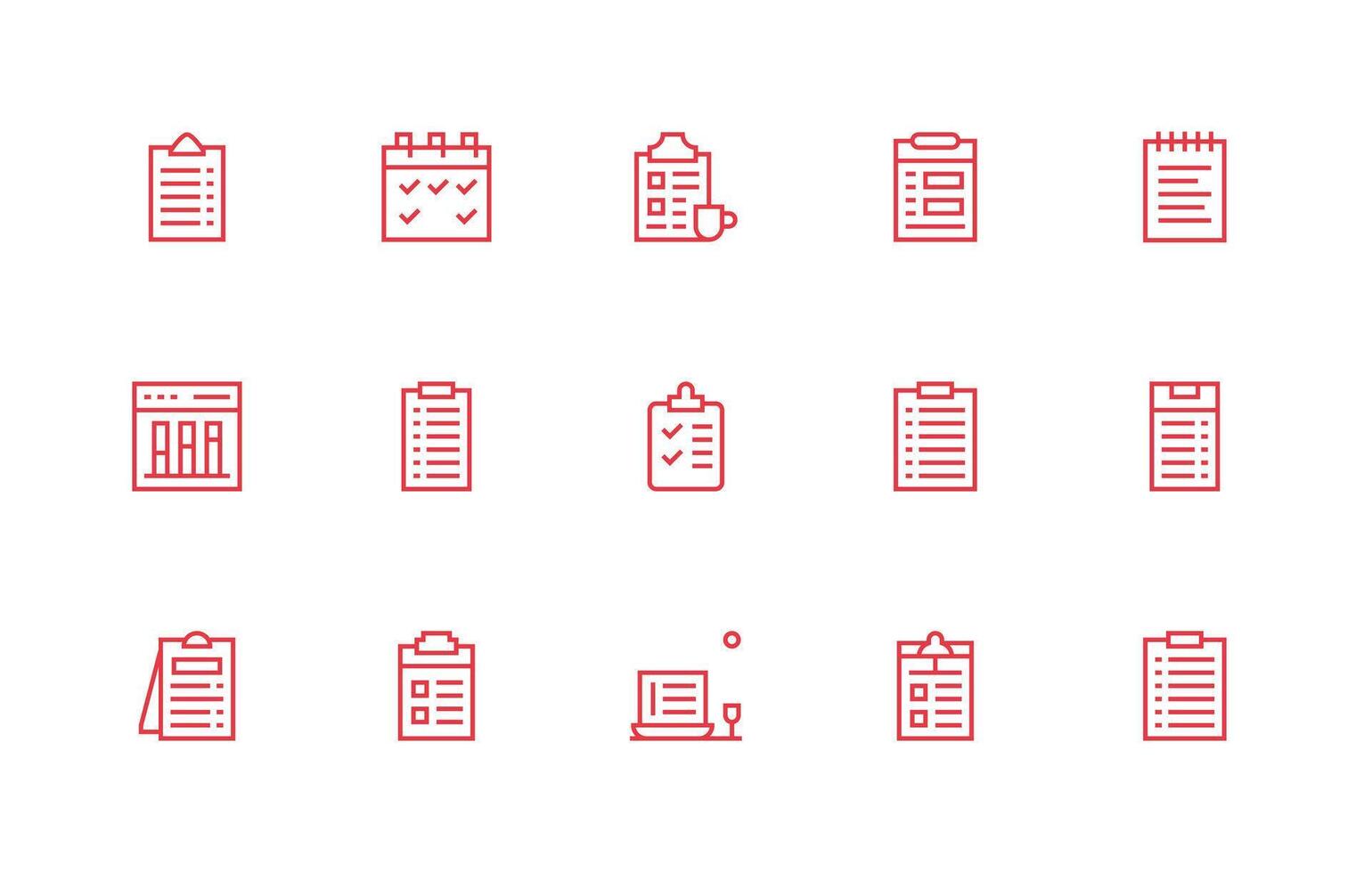 Regular Line Style Tasks Icons with 15 Vectors Multi-Style Icon Collection