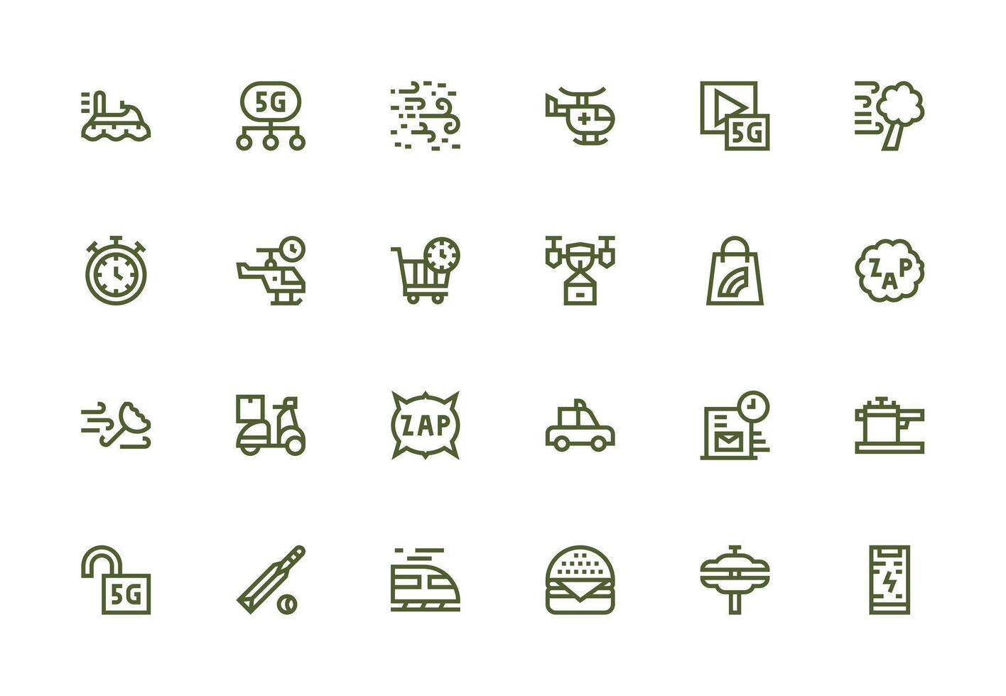 24 Icons for Fast in Thick Line Line Format Balanced Icon Set for Functional Design vector
