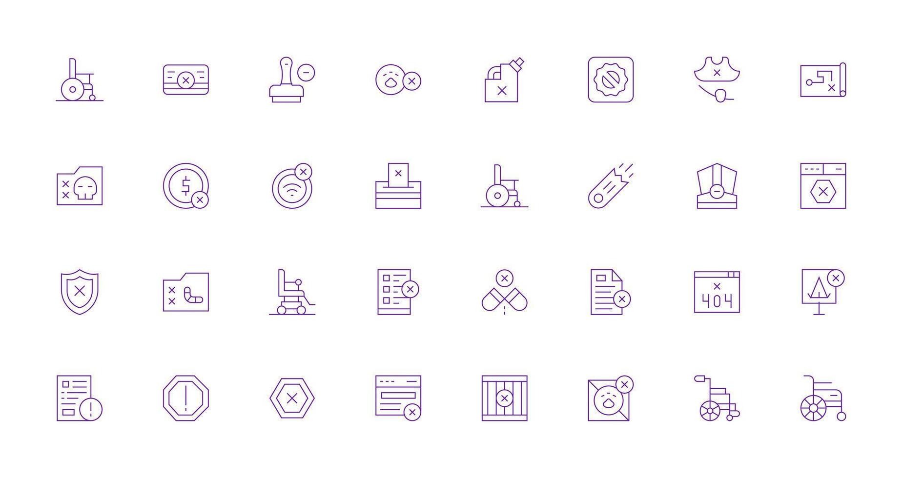 32 Thin Line Icons for Invalid Graphics App Icon Pack vector