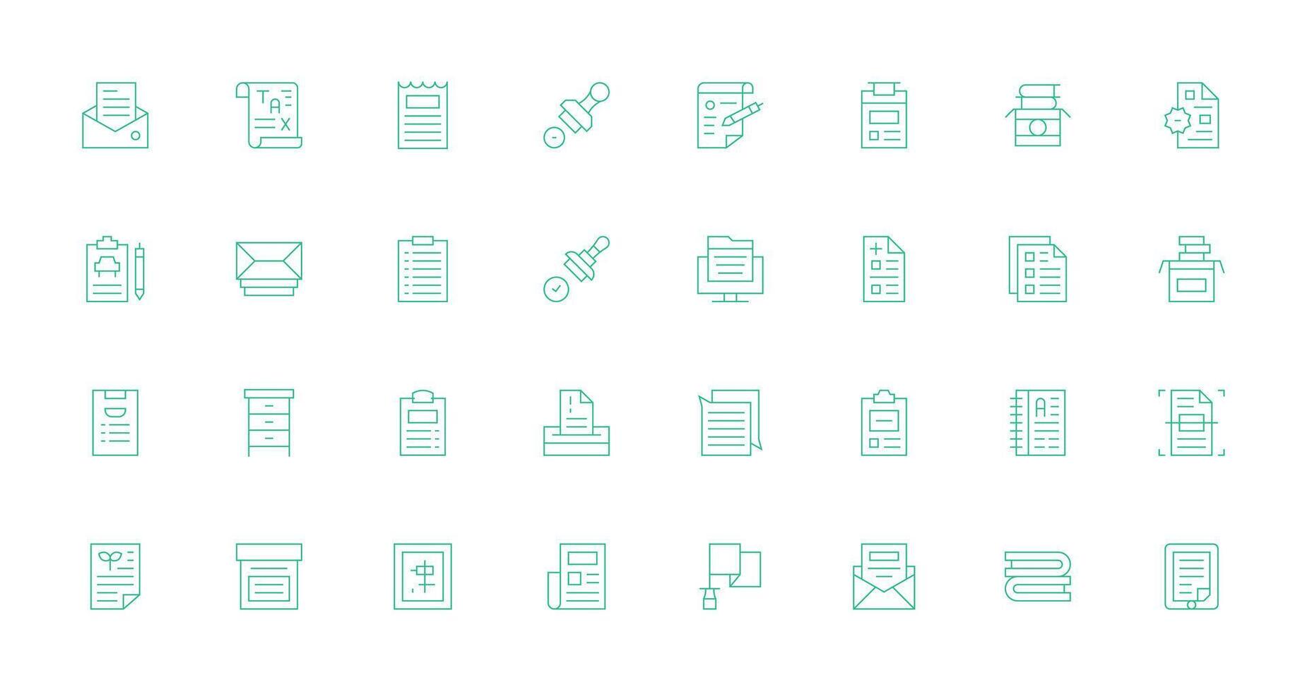 32 Icons for Paperwork in Thin Line Format Flexible Icon System for Web Interfaces vector